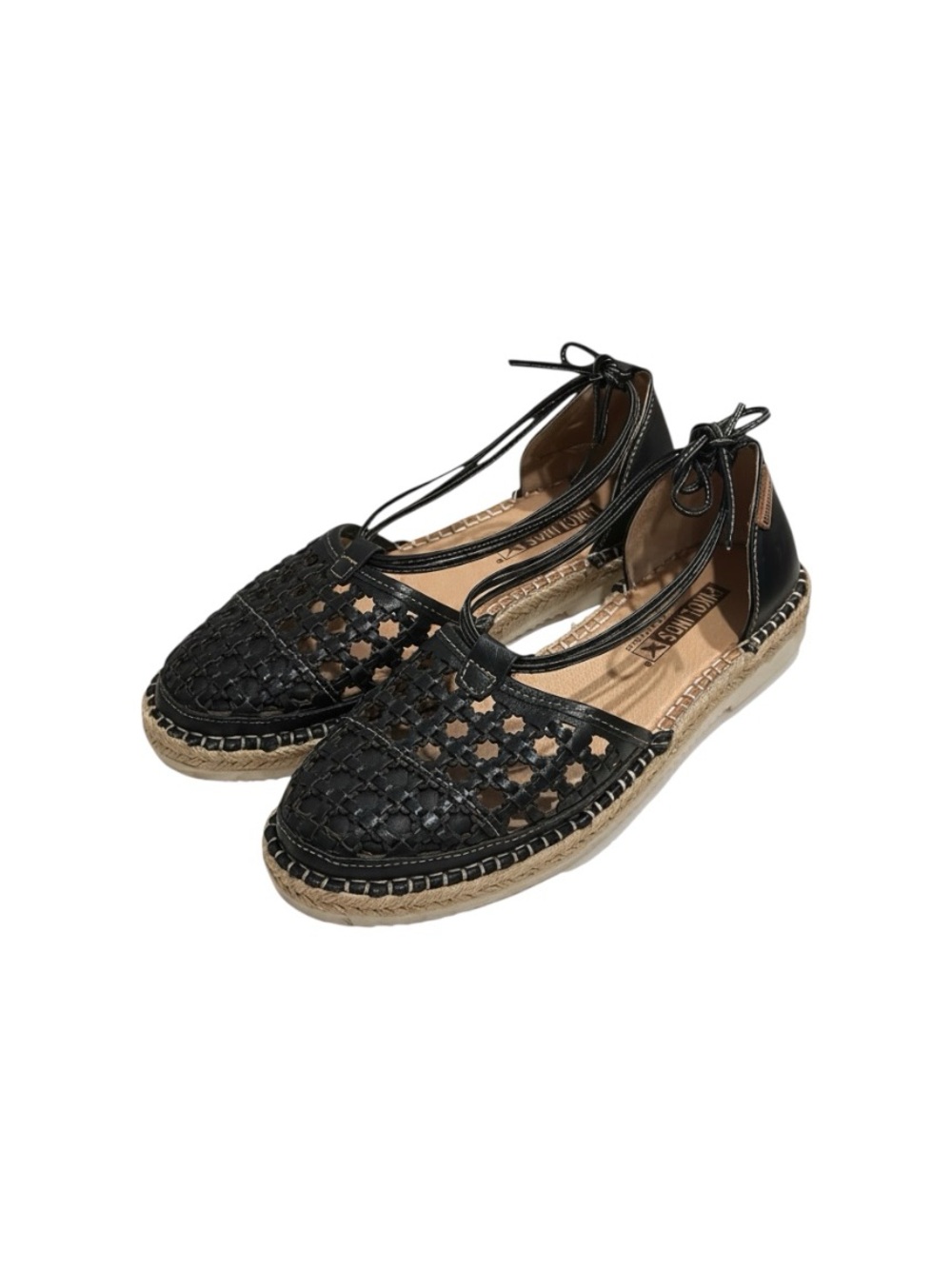 PIKOLINOS Cadamunt Leather Espadrille Flat Sandals Black EU36 / US 6